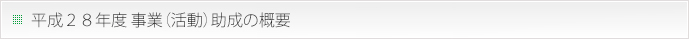 平成28年度事業（活動）助成の概要