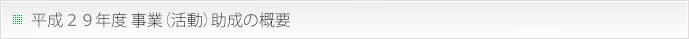 平成29年度事業（活動）助成の概要